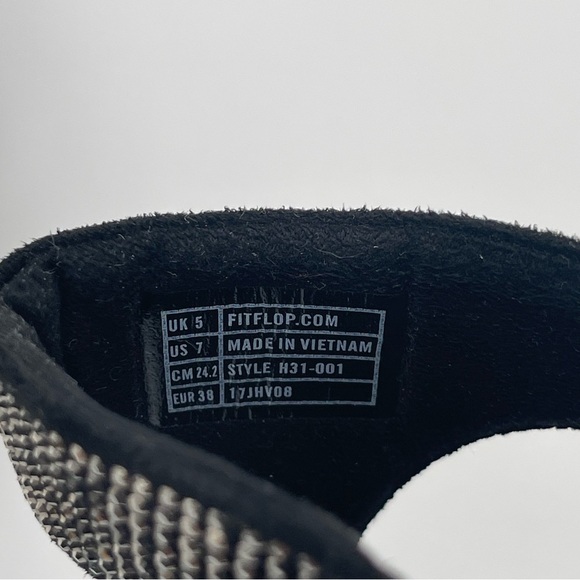 FitFlop Women’s Sz 7 Lulu Shimmer Black Rhinestone Sandals Comfortcore Glam Chic - Picture 13 of 13